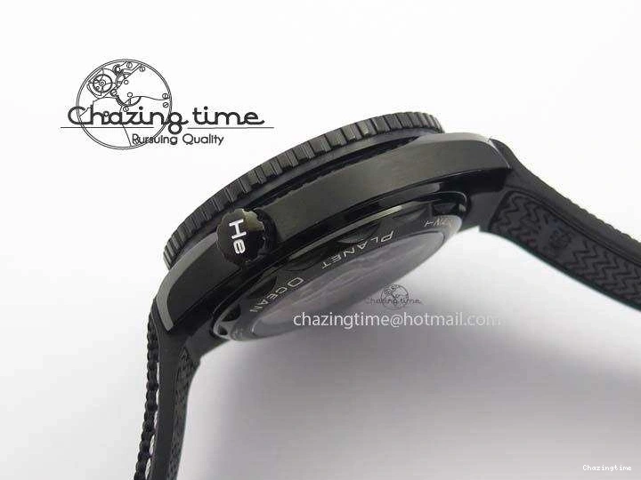 0705 ComfortFit Planet Ocean 45mm GMT DLC JHF Best Edition Black Dial On Rubber Strap A 8194